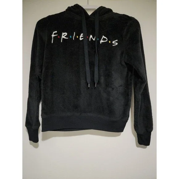 Friends TV Show Womens Sleepwear Fleece Hoodie Sweatshirt Black Pullover Size XS - Picture 2 of 9